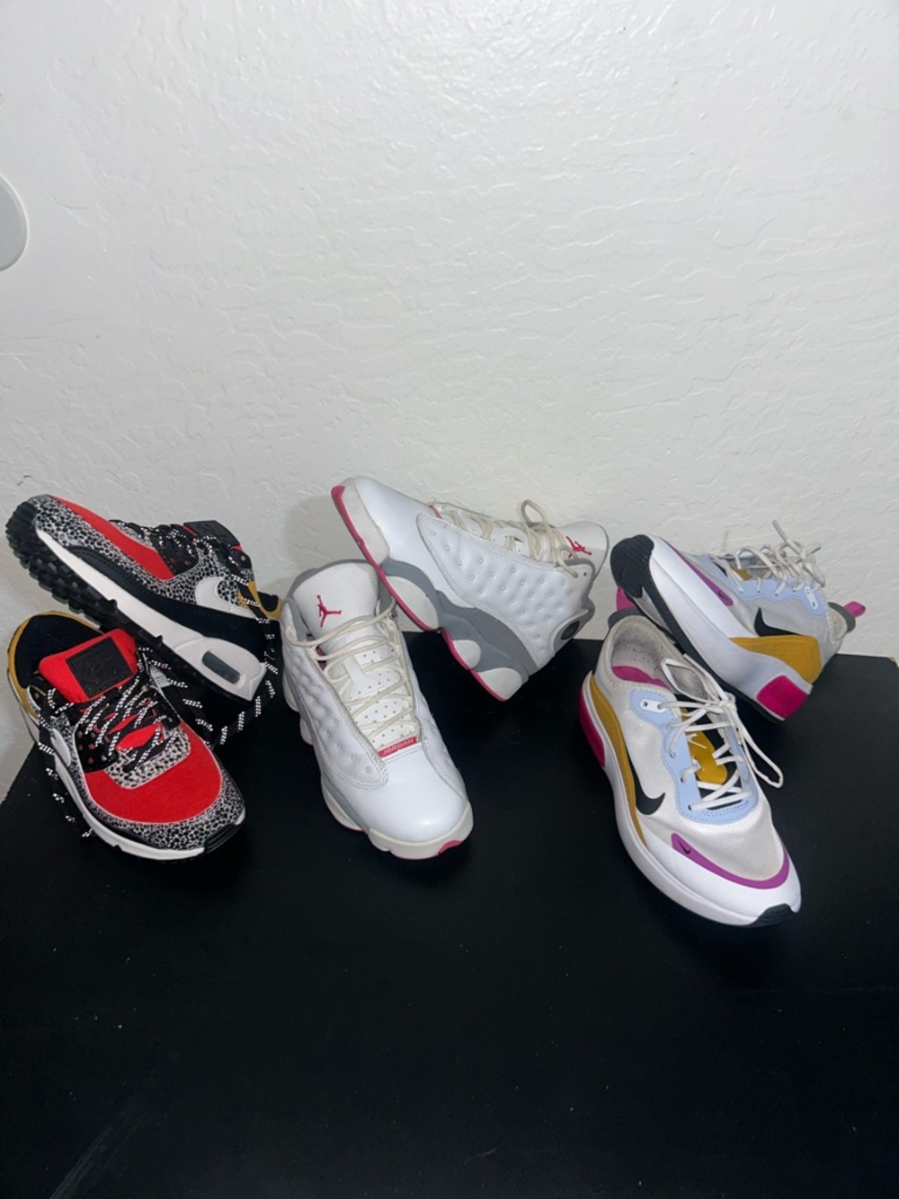 Nike women’s Color-Block & Retro Mix Sneakers — White, Red, Pink, Yellow & Black